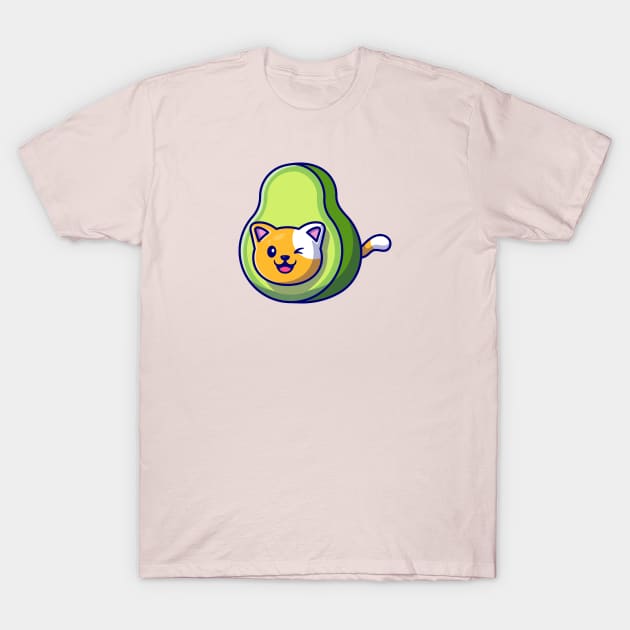 Cute Cat Avocado Cartoon T-Shirt by Catalyst Labs